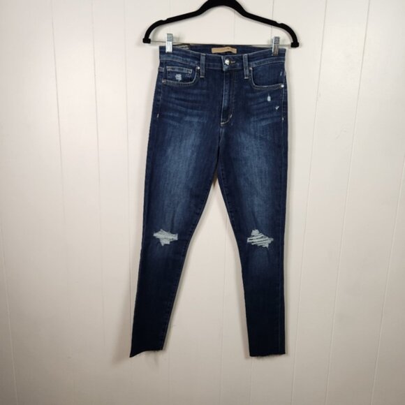 Joe's Jeans High Rise Skinny Ankle Dark Wash Ripped Knees Frayed Size 27 New NWT - Picture 2 of 12